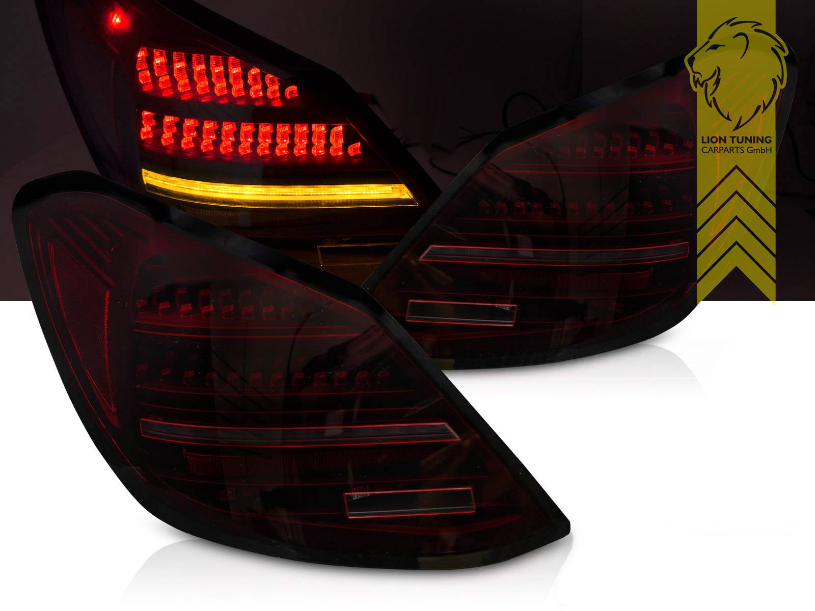 LED, mit LED Blinker, dynamischer LED Blinker, rot, schwarz, nur passend bei Fahrzeugen mit Original Halogen Rückleuchten, Eintragungsfrei / mit E-Prüfzeichen